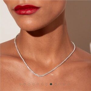 Aurate New York White Sapphire Tennis Necklace 7ct 16in. New without tags.